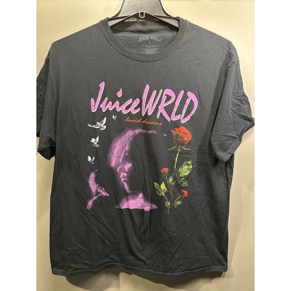 JUICE WRLD Lucid Dreams Rap Hip Hop Roses Doves 999 Club Limited T Shirt Mens L